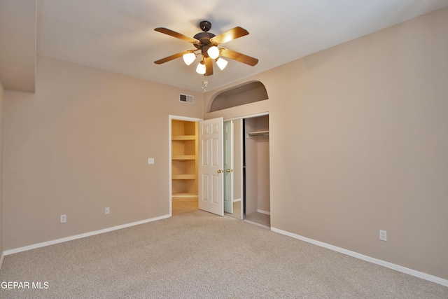 216 Desert Garden Dr, Santa Teresa, NM 88008 - unfurnished bedroom with carpet floors, a closet, baseboards, and ceiling fan