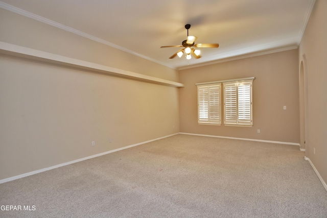 216 Desert Garden Dr, Santa Teresa, NM 88008 - carpeted empty room featuring ornamental molding, a ceiling fan, and baseboards