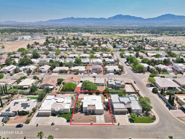 216 Desert Garden Dr, Santa Teresa, NM 88008 - aerial view of residential area featuring a mountainous background and property parcel outlined