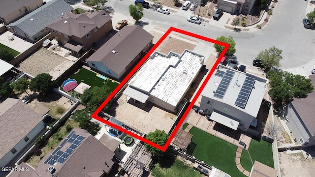 14156 Warren Belin Dr, Horizon City, TX 79928 - aerial perspective of suburban area with property parcel outlined