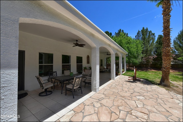 4490 Shadow Willow Dr, El Paso, TX 79922 - view of patio featuring ceiling fan and outdoor dining space