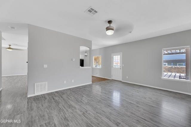 14378 N Cave Dr, El Paso, TX 79938 - empty room with a ceiling fan, baseboards, and wood finished floors