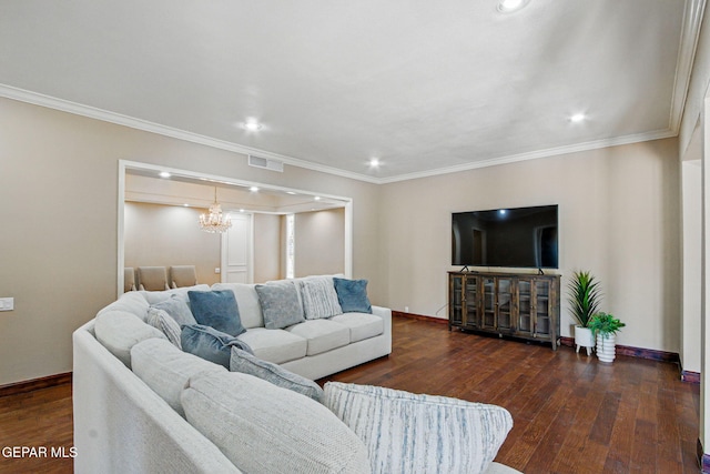 6006 Balcones Ct Unit 19, El Paso, TX 79912 - living area with baseboards, wood-type flooring, a chandelier, recessed lighting, and ornamental molding