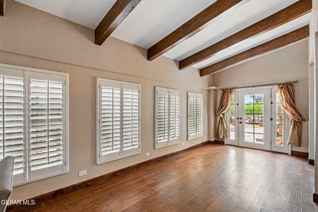 6006 Balcones Ct Unit 19, El Paso, TX 79912 - empty room featuring wood finished floors, french doors, and baseboards