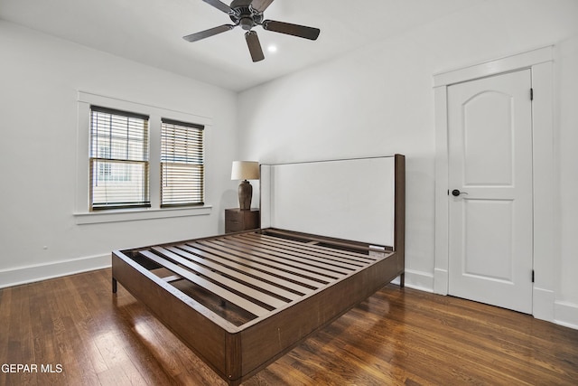 3100 Wheeling Ave, El Paso, TX 79930 - bedroom featuring wood finished floors, baseboards, recessed lighting, and a ceiling fan
