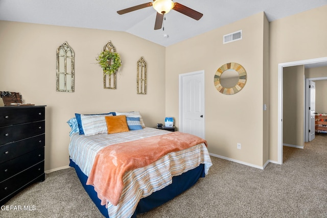 2216 Azure Point Ave, El Paso, TX 79938 - carpeted bedroom with lofted ceiling, baseboards, and a ceiling fan