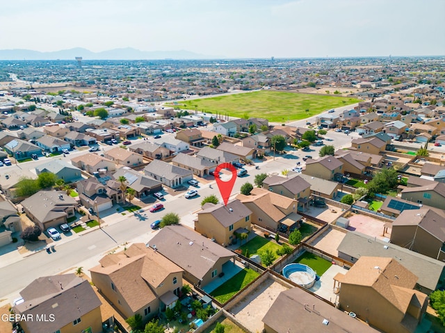 2216 Azure Point Ave, El Paso, TX 79938 - aerial overview of property's location with a mountainous background and nearby suburban area