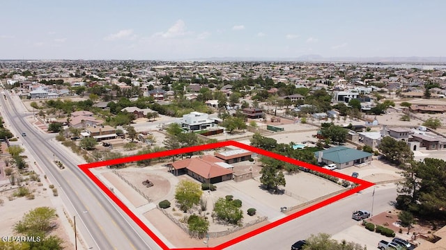 1126 Loma Verde Dr, El Paso, TX 79936 - aerial perspective of suburban area featuring property parcel outlined