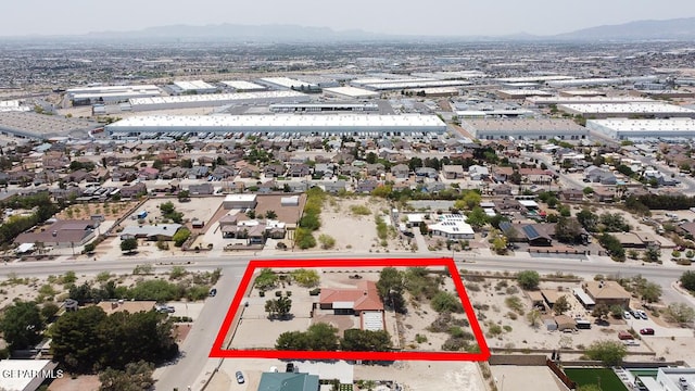 1126 Loma Verde Dr, El Paso, TX 79936 - aerial view of property and surrounding area with mountains and property boundaries highlighted