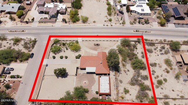 1126 Loma Verde Dr, El Paso, TX 79936 - aerial perspective of suburban area with property parcel outlined