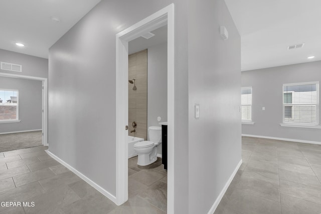 13865 Summer Wave Ave, Horizon City, TX 79928 - hall with plenty of natural light, baseboards, tile patterned flooring, and recessed lighting