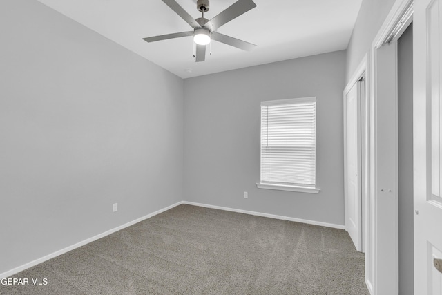 13865 Summer Wave Ave, Horizon City, TX 79928 - unfurnished bedroom with carpet, baseboards, a closet, and a ceiling fan