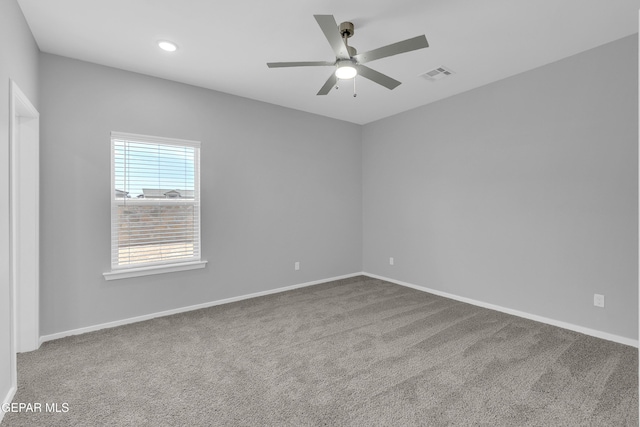13865 Summer Wave Ave, Horizon City, TX 79928 - empty room with ceiling fan, carpet floors, baseboards, and recessed lighting