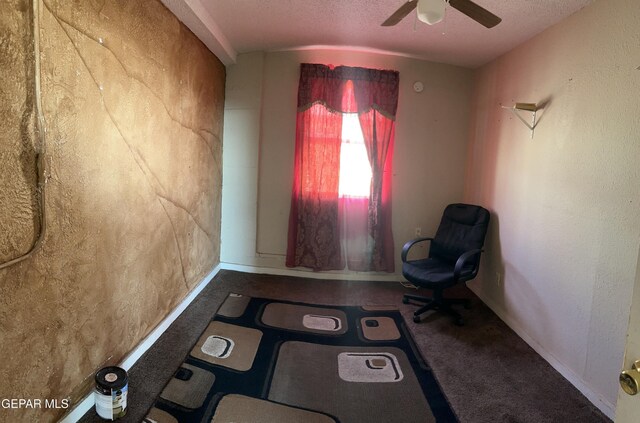 7800 Monterrey Dr, El Paso, TX 79915 - living area featuring ceiling fan, carpet flooring, and a textured ceiling