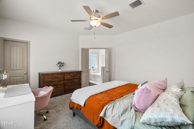 13804 Sky Ranger Ave, Horizon City, TX 79928 - bedroom featuring carpet, ensuite bathroom, and ceiling fan