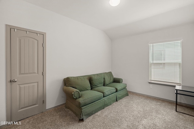 13804 Sky Ranger Ave, Horizon City, TX 79928 - sitting room with vaulted ceiling, carpet flooring, and baseboards