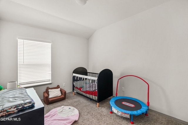 13804 Sky Ranger Ave, Horizon City, TX 79928 - carpeted bedroom with lofted ceiling and a nursery area