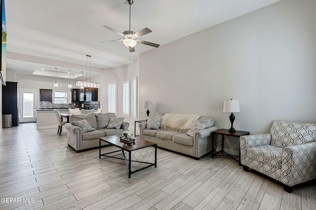 14733 Charles Foster Ave, El Paso, TX 79938 - living area featuring light wood-style floors and ceiling fan