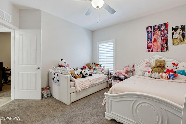 14733 Charles Foster Ave, El Paso, TX 79938 - bedroom featuring light colored carpet and ceiling fan