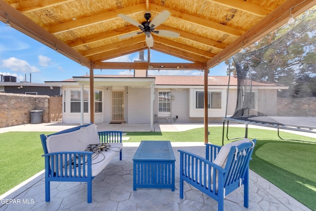 11185 Tenaha Ave, El Paso, TX 79936 - view of patio / terrace featuring a trampoline and ceiling fan