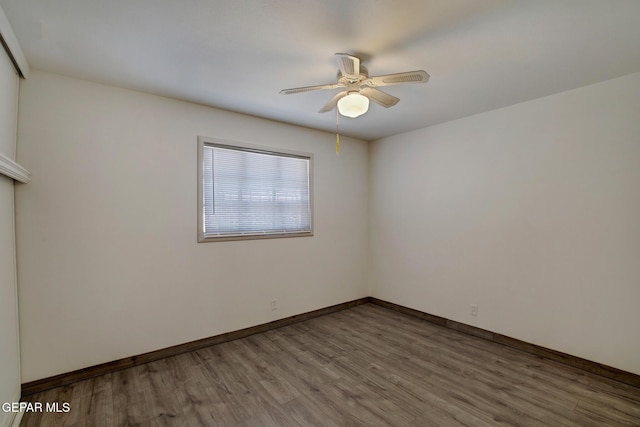 4013 Hueco Ave, El Paso, TX 79903 - spare room featuring wood finished floors, ceiling fan, and baseboards