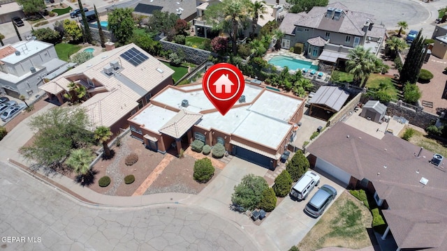 904 Las Palmas Way, El Paso, TX 79912 - aerial perspective of suburban area featuring a pool