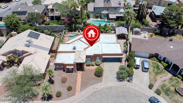 904 Las Palmas Way, El Paso, TX 79912 - aerial perspective of suburban area featuring a pool area