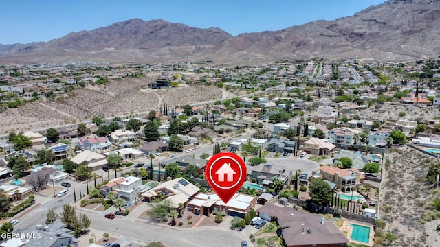 904 Las Palmas Way, El Paso, TX 79912 - aerial view of property's location featuring mountains and nearby suburban area