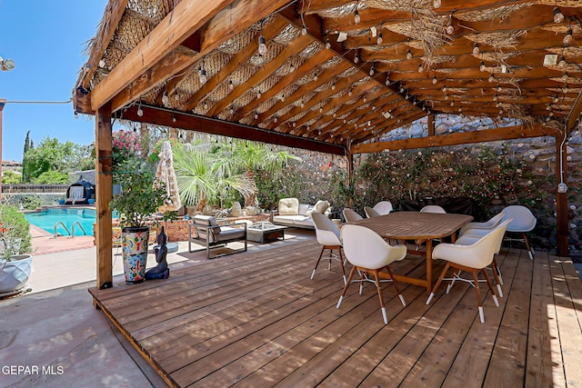904 Las Palmas Way, El Paso, TX 79912 - wooden terrace with a pergola and an outdoor living space