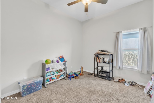 2367 Enchanted Peaks Ln, El Paso, TX 79911 - playroom featuring carpet, ceiling fan, healthy amount of natural light, and baseboards
