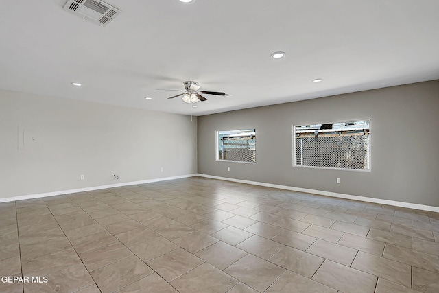 10321 Thor St, El Paso, TX 79924 - tiled empty room with a ceiling fan, recessed lighting, and baseboards