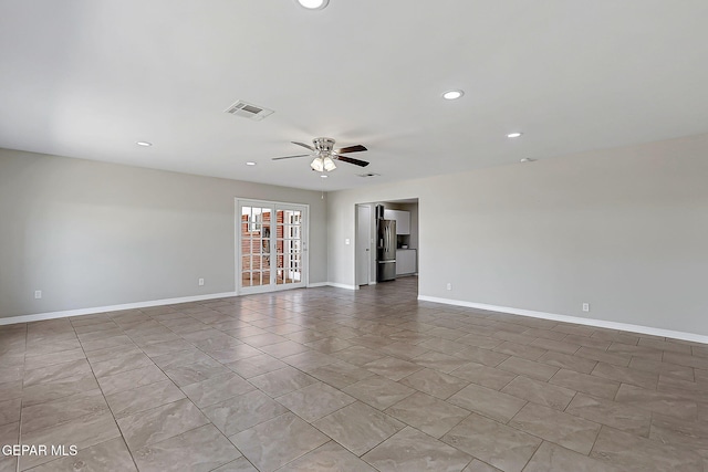 10321 Thor St, El Paso, TX 79924 - empty room featuring a ceiling fan, baseboards, recessed lighting, and light tile patterned floors