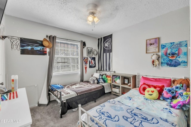 5717 Port Lavaca Dr, El Paso, TX 79924 - bedroom with carpet floors, a textured ceiling, and ceiling fan