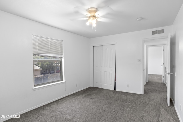 1497 Dunlin Pl, El Paso, TX 79928 - unfurnished bedroom with carpet, a closet, and ceiling fan