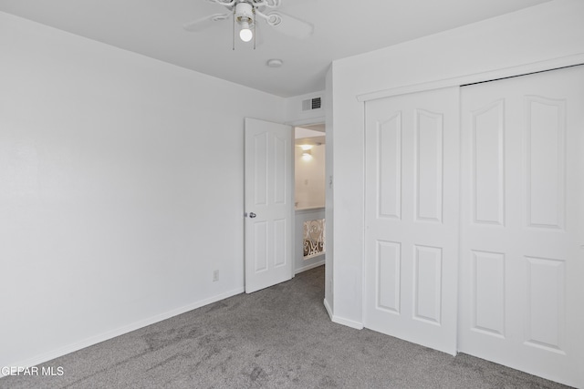1497 Dunlin Pl, El Paso, TX 79928 - unfurnished bedroom with carpet floors, a closet, and ceiling fan