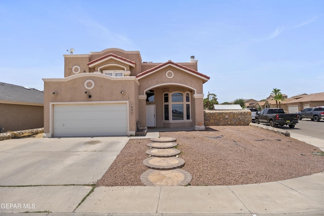 1497 Dunlin Pl, El Paso, TX 79928 - view of front of property with stucco siding, driveway, and a chimney