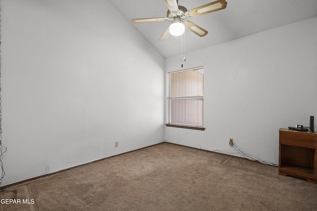 4513 Gen Maloney Cir, El Paso, TX 79924 - carpeted spare room featuring vaulted ceiling and ceiling fan