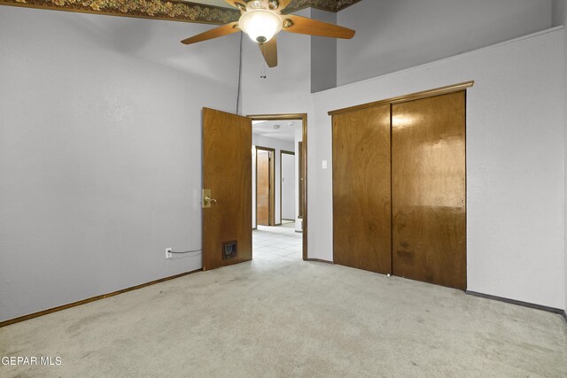4513 Gen Maloney Cir, El Paso, TX 79924 - unfurnished bedroom featuring carpet flooring, a closet, baseboards, and ceiling fan
