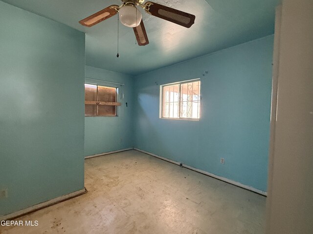 5609 Venezuela Rd, El Paso, TX 79903 - unfurnished room with concrete flooring, ceiling fan, and baseboards
