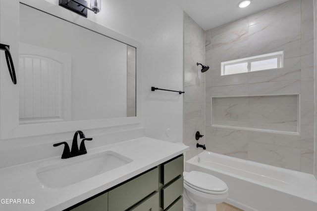 13873 Madero Ave, Horizon City, TX 79928 - bathroom with vanity, washtub / shower combination, and recessed lighting