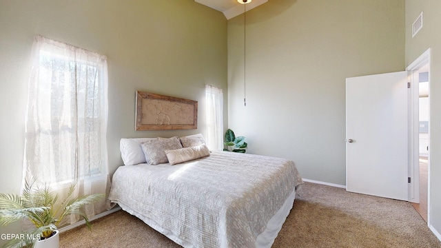 684 Abington Dr, El Paso, TX 79912 - bedroom featuring a towering ceiling, carpet floors, and baseboards