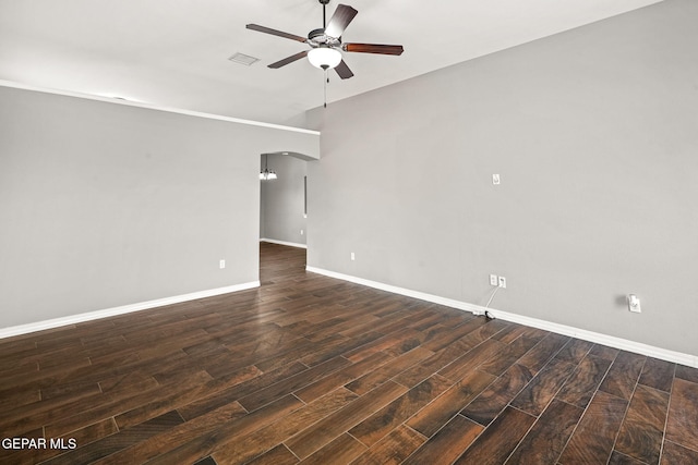 13519 Hazlewood St, El Paso, TX 79928 - unfurnished room with ceiling fan, wood finished floors, and baseboards