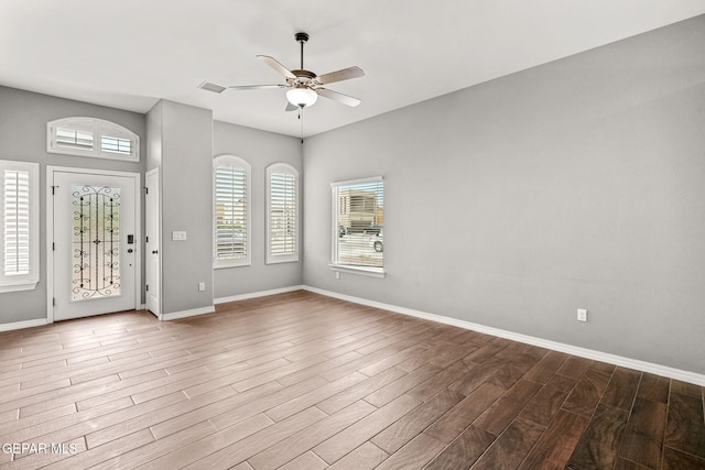 13519 Hazlewood St, El Paso, TX 79928 - entrance foyer featuring a ceiling fan, wood finished floors, and baseboards
