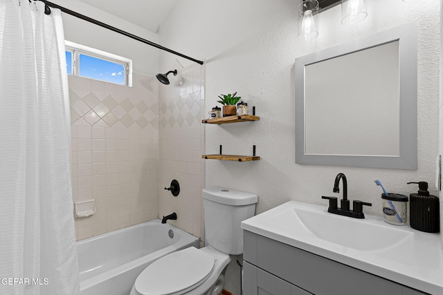 1328 Morgan Marie St, El Paso, TX 79936 - bathroom with toilet, shower / tub combo, vanity, and a textured wall