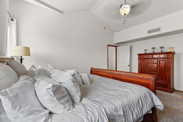 1328 Morgan Marie St, El Paso, TX 79936 - bedroom with carpet flooring, lofted ceiling, and ceiling fan