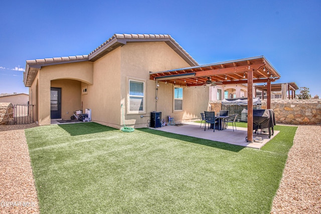 12826 Osmotherly Ave, El Paso, TX 79928 - back of house with a pergola, a patio, and stucco siding