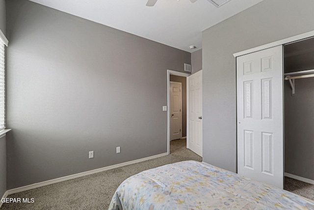 401 Gran Villa Pl, Socorro, TX 79927 - carpeted bedroom featuring baseboards, ceiling fan, and a closet