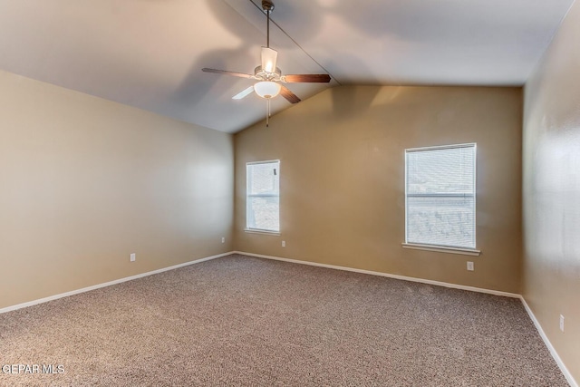 2412 Escape Point St, El Paso, TX 79938 - carpeted spare room with a ceiling fan, vaulted ceiling, and baseboards
