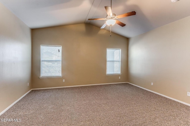2412 Escape Point St, El Paso, TX 79938 - carpeted empty room with ceiling fan, lofted ceiling, plenty of natural light, and baseboards