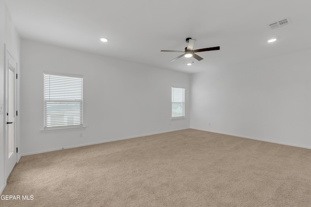 13853 Summer Wave Ave, El Paso, TX 79928 - unfurnished room featuring ceiling fan, light carpet, and recessed lighting